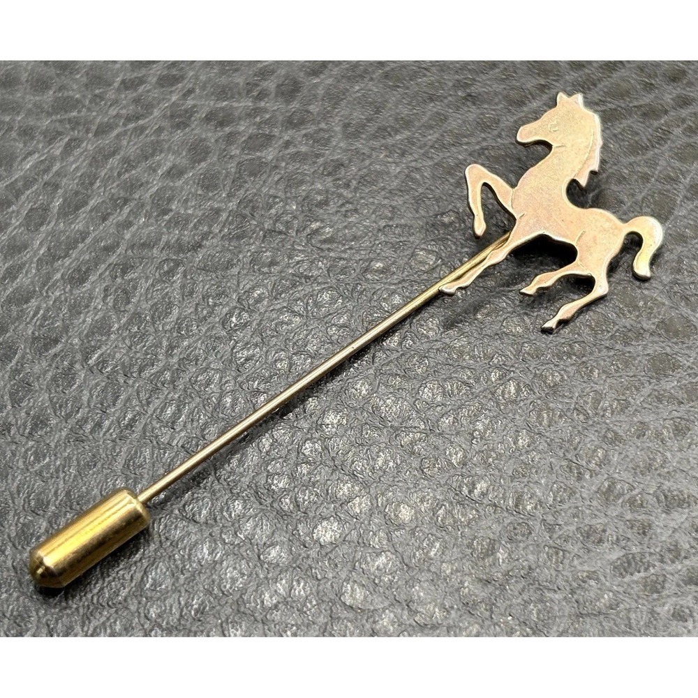 Vintage Horse Pony Stick Pin Equestrian Lapel Pin Gold Tone